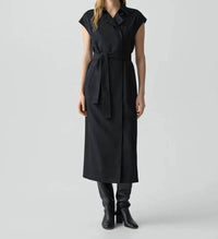Theory - CRISP COLLAR DOUBLE BREASTED BELT DRESS