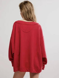 Free People Staycation Pullover Sweatshirt in deep cherry - women's top - detail view