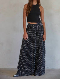 By Together Polka Dot Pleated Wide Leg Pants in black - women's pants