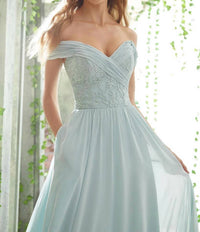 Morilee - Off The Shoulder Embroidered Bodice Bridesmaids Dress
