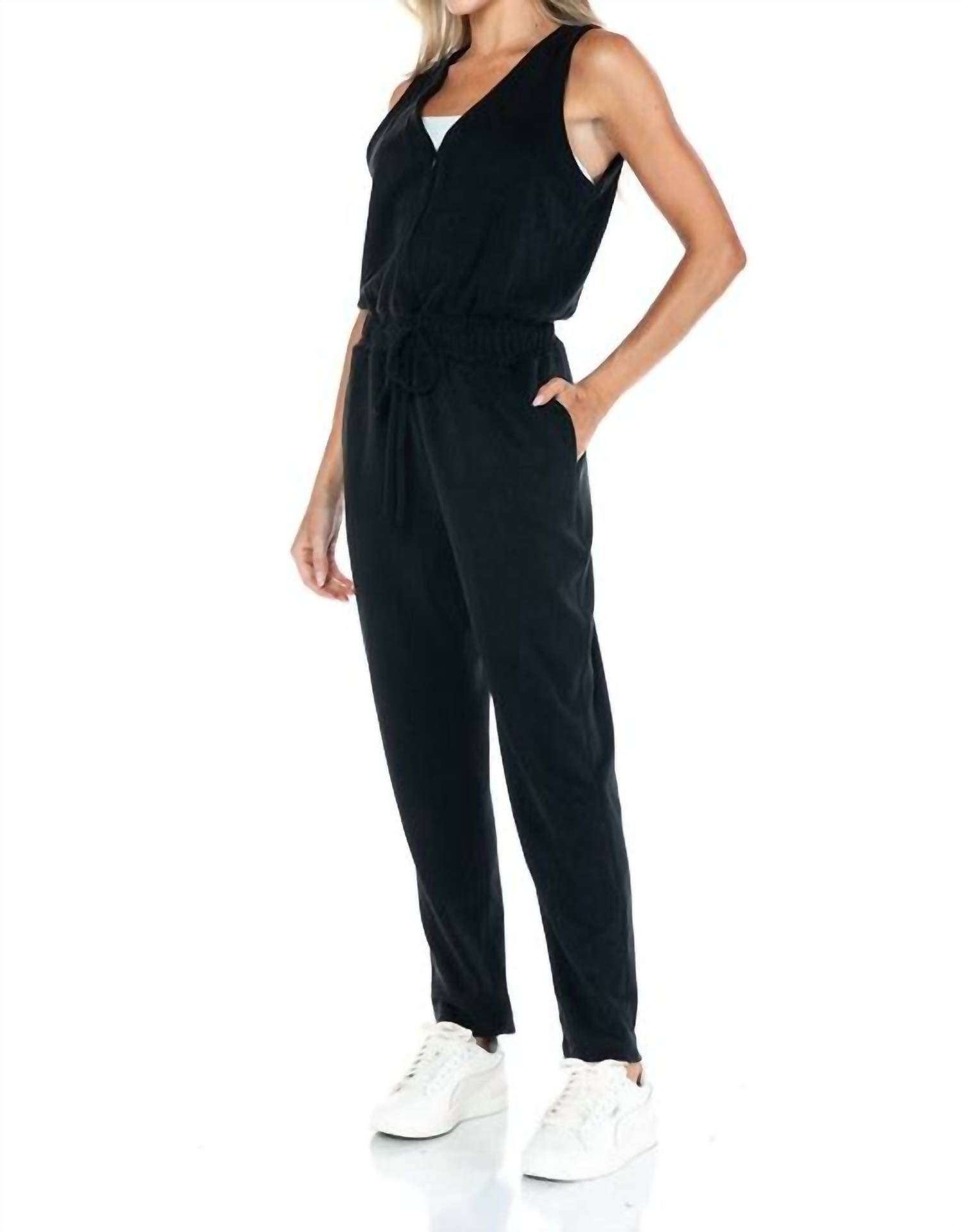 ariella Scuba Sleeveless Jumpsuit in black - women's pants - view 4