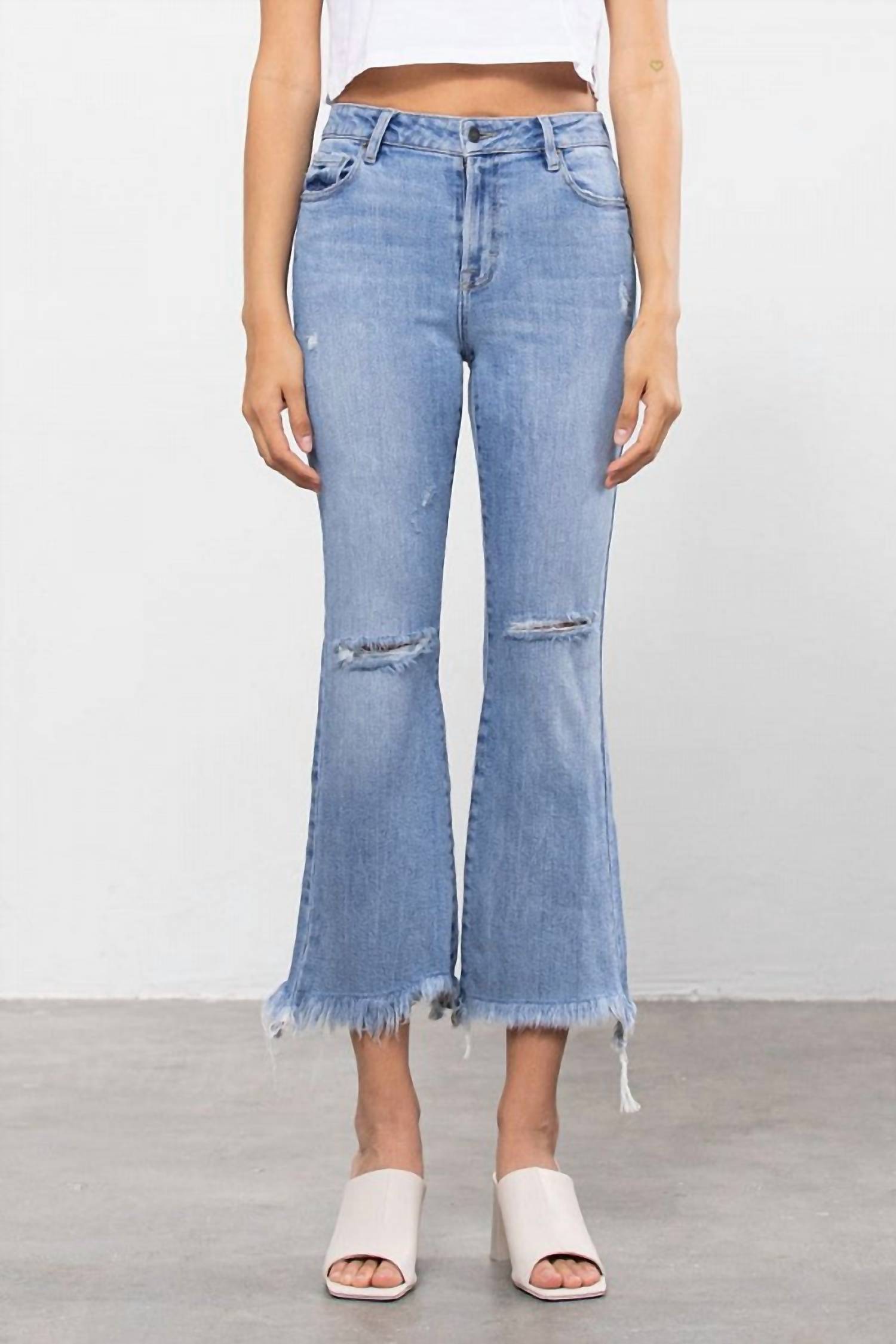 Hidden - High Rise Super Fray Crop Flare Jean