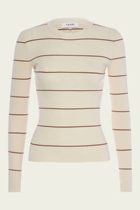Frame - Striped Rib Crew Neck Top