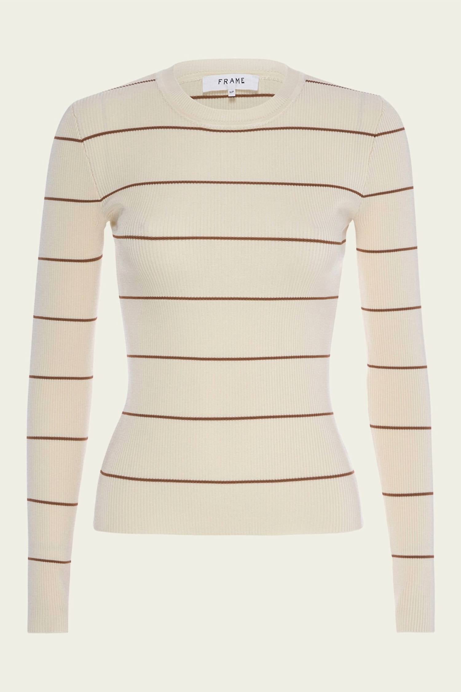 Frame - Striped Rib Crew Neck Top