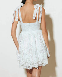 Flying Tomato - Lace Tie V Neck Mini Dress