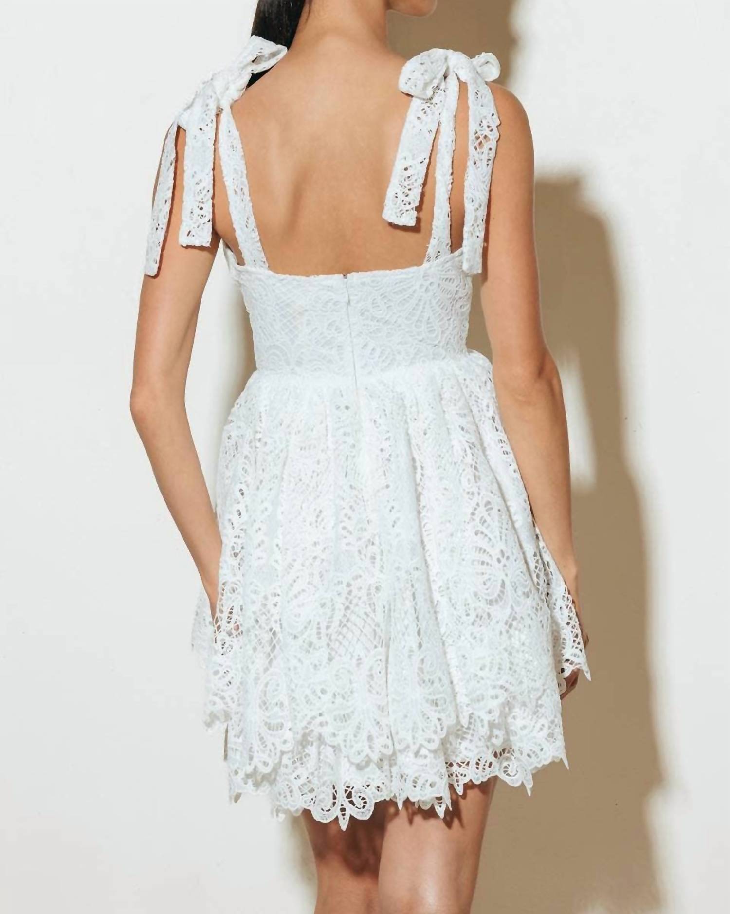 Flying Tomato - Lace Tie V Neck Mini Dress