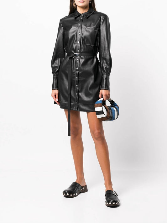 LYNN BELTED-WAIST SHIRT-DRESS