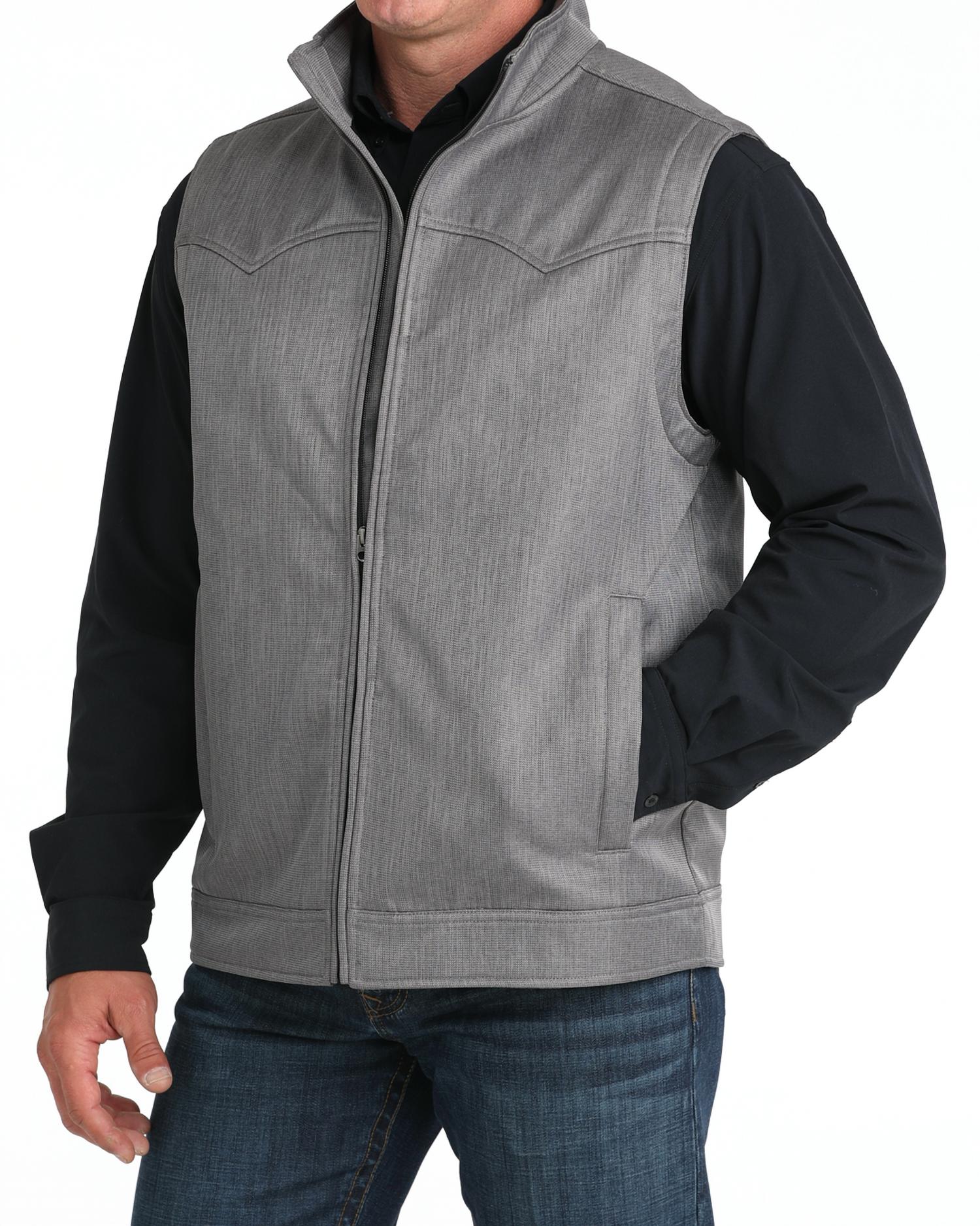 CINCH Men's Concealed Carry Western Bonded Vest in grey - men's jacket - detail view