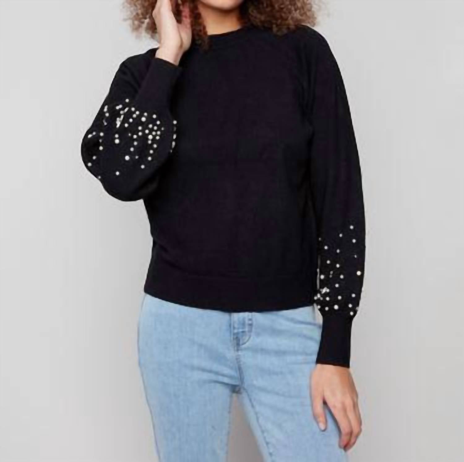 Charlie B - Crew Neck Sweater With Pearl Details