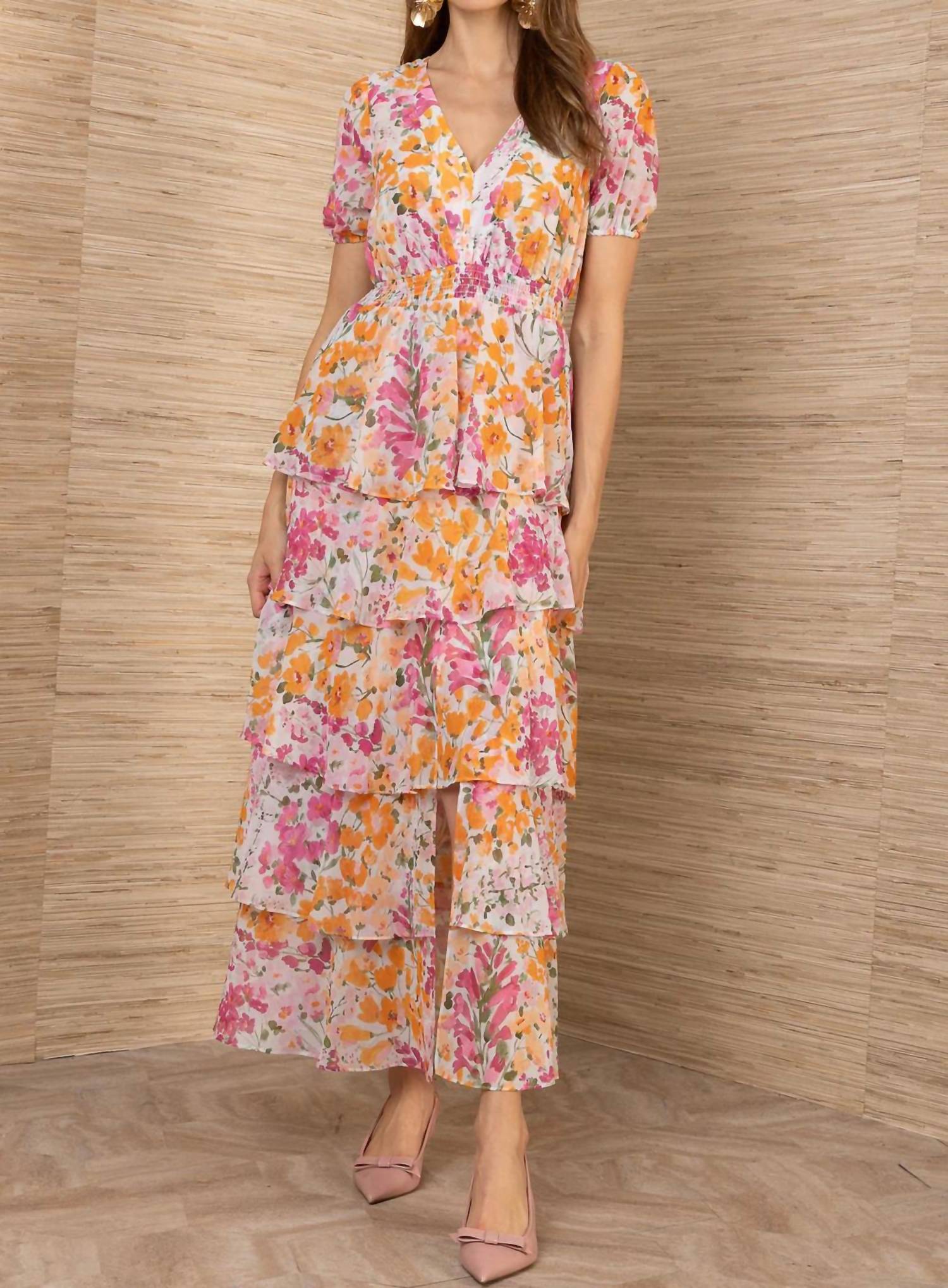 HALE BOB Imogene Chiffon Maxi Dress in pink - women's dress
