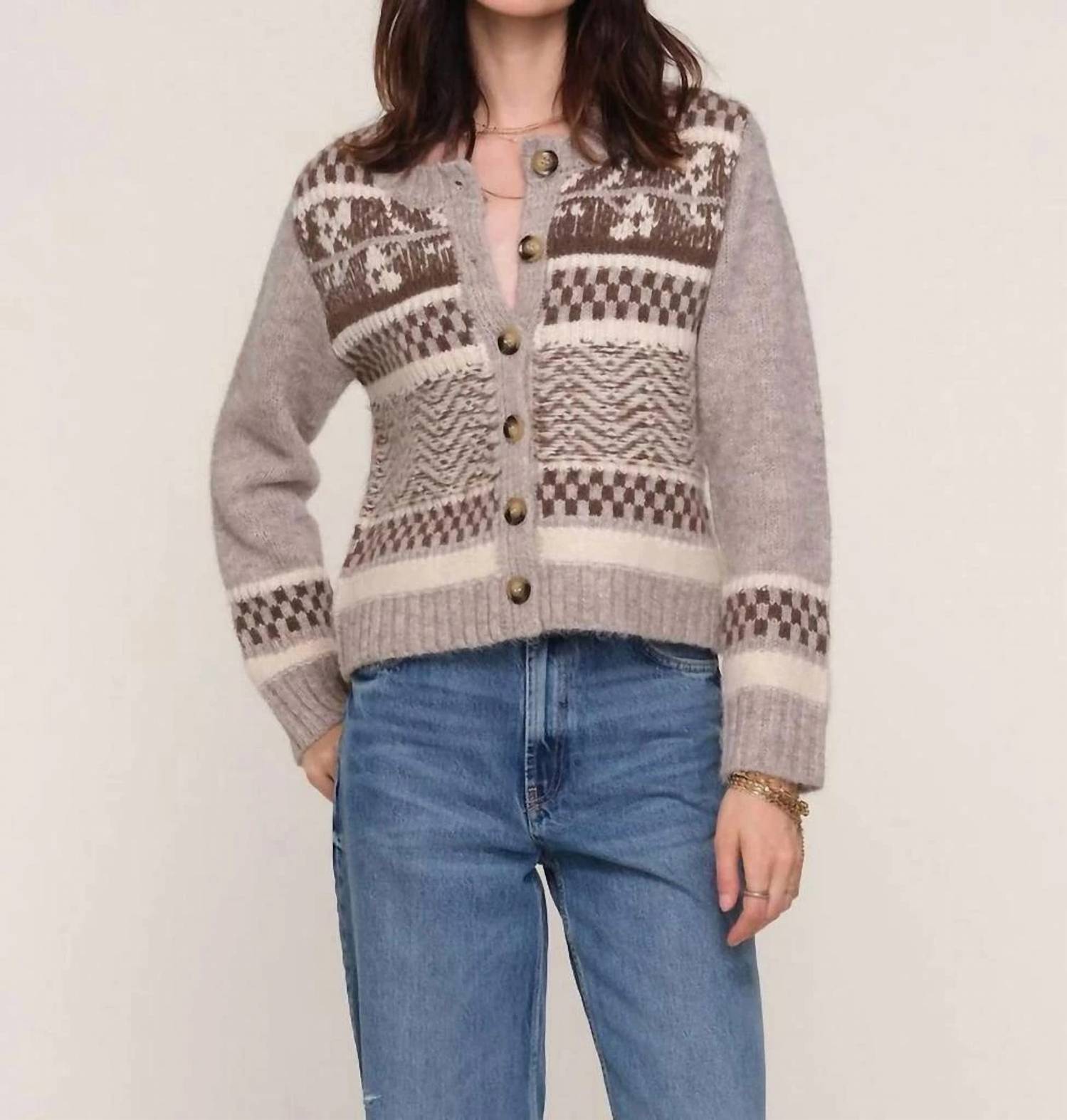 heartloom Rocky Knit Cardigan in mocha - women's cardigan - alternate view