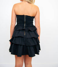 So Me - Strapless Ruffle Denim Dress