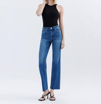 Flying Monkey - High Rise Straight Raw Hem Jeans