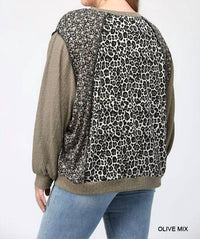 Leopard And Ditsy Mixed Print Dolman Top