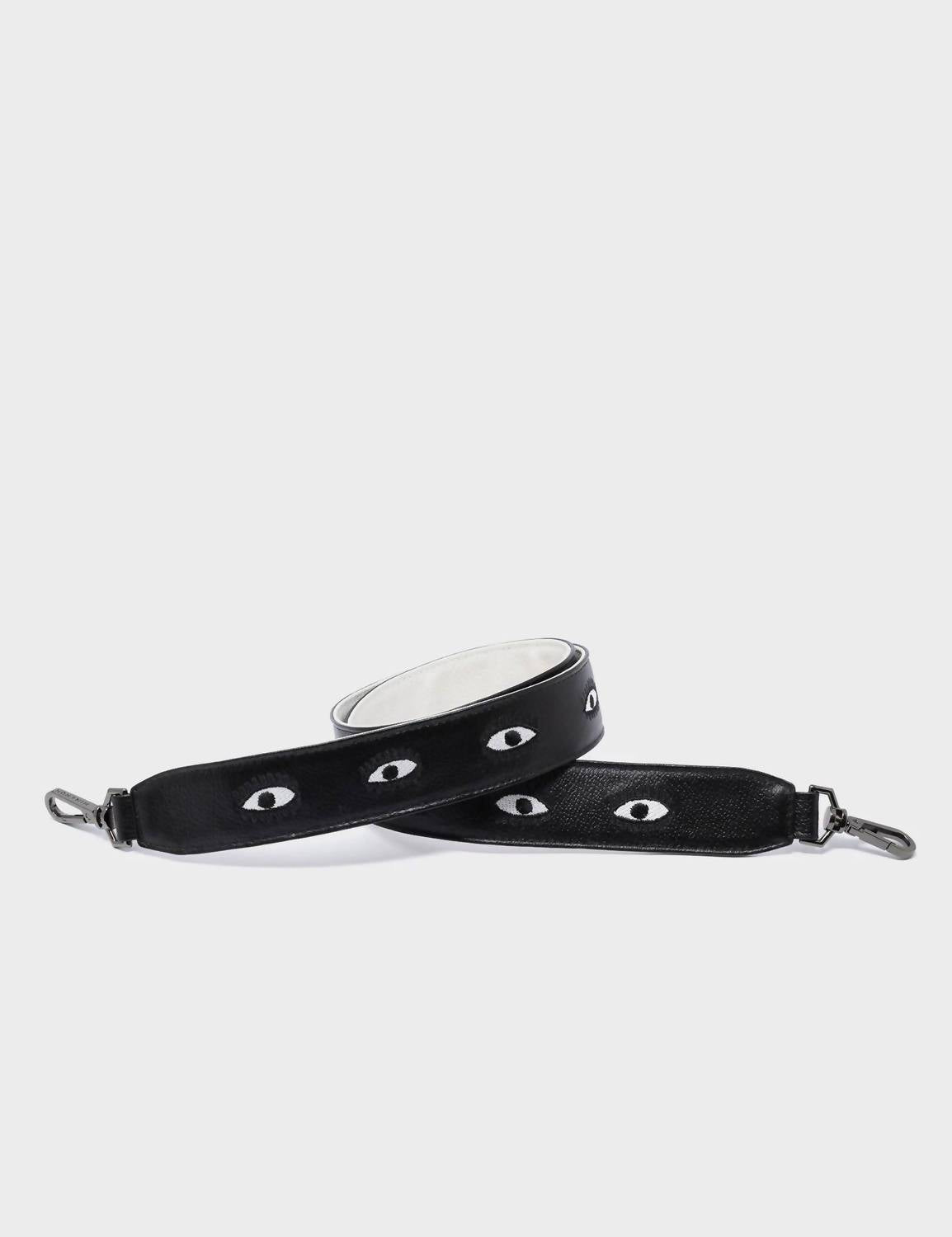 Min & Mon - Embroidered Eyes Leather Shoulder Strap