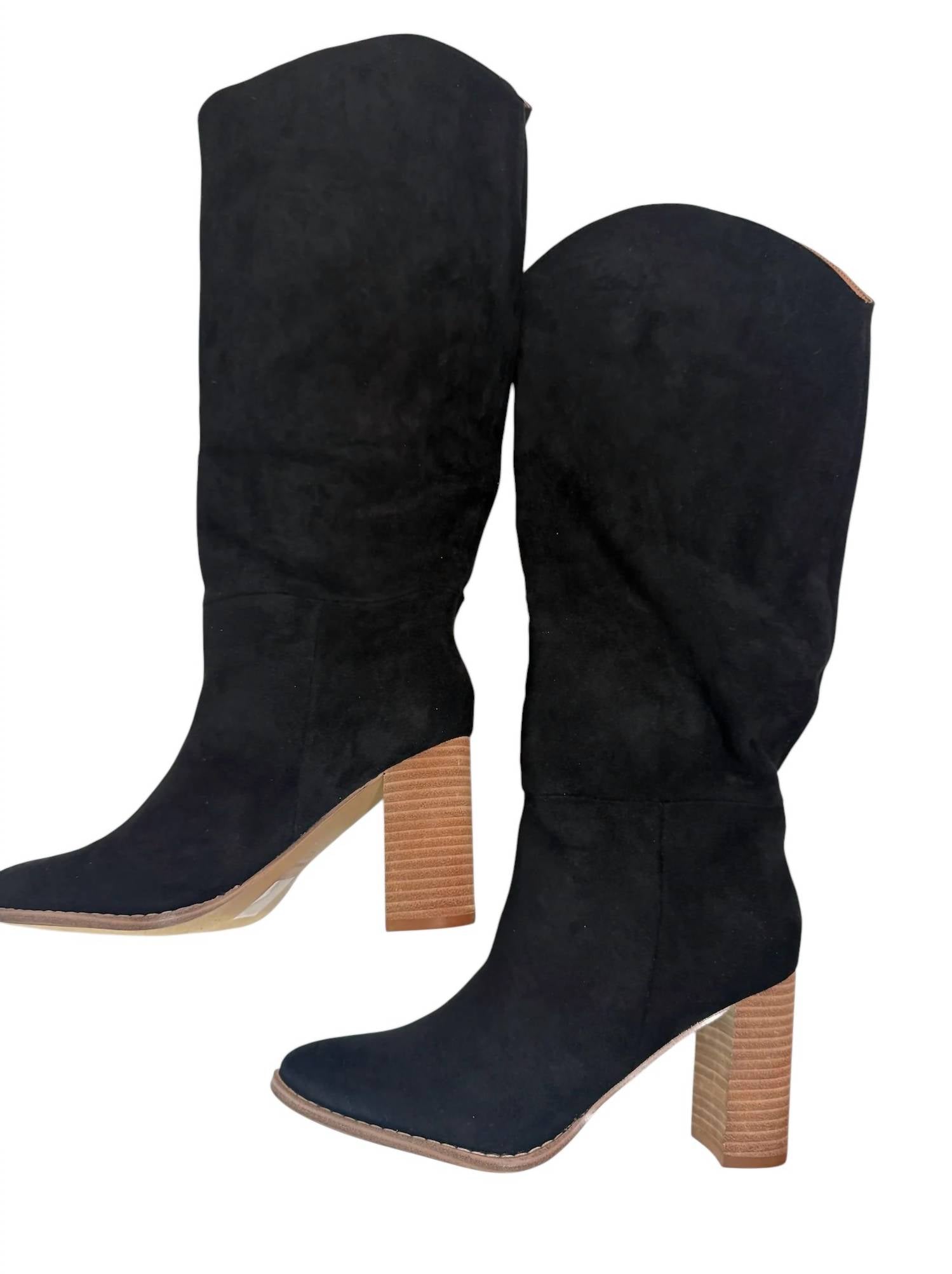MiiM Women's Tall Suede Boot in black - women's shoe