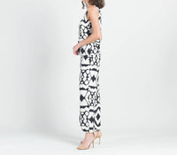 Clara Sun Woo Modern Jewel Neck Tank in bone black - women's tank top - detail view