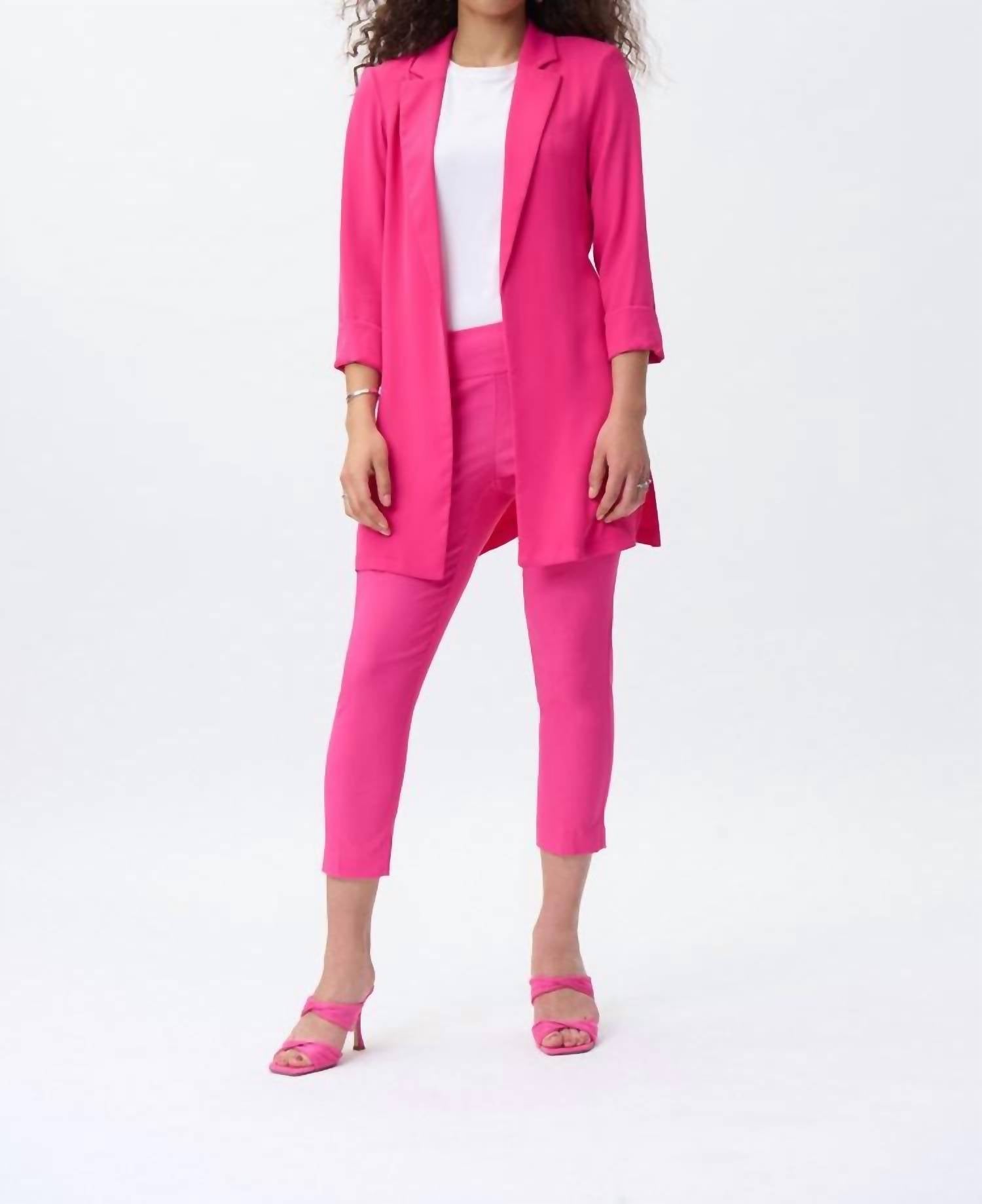 Joseph Ribkoff Danielle Dazzle Longline Blazer in pink - women's jacket - alternate view