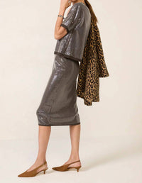 Sanctuary Sparkle Sequin Pencil Skirt in ink 2 - women's skirt - detail view