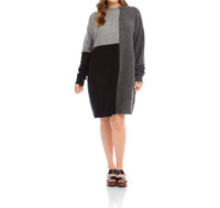 Karen Kane Colorblock Mini Sweater Dress - Plus in multi - women's dress - detail view