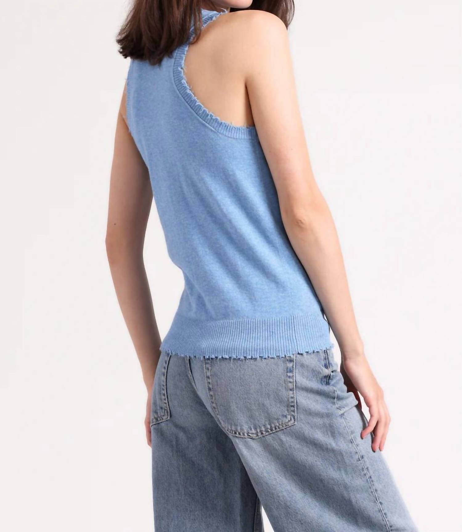 Minnie Rose - Cotton Cashmere Frayed Tank