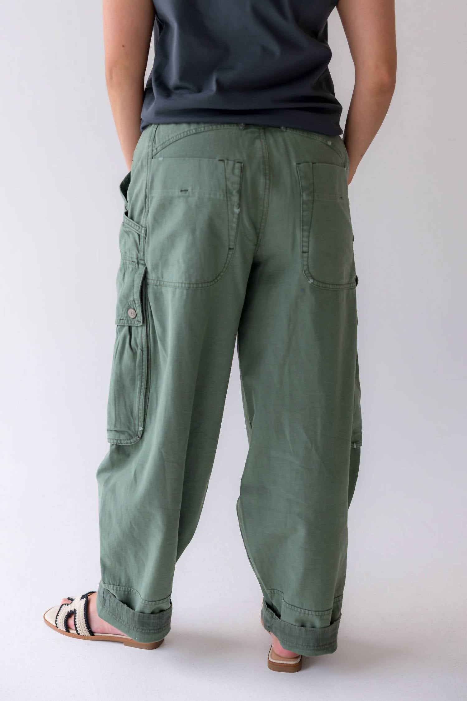 Free People Brentwood Slouch Pants in aged green - women's pants - alternate view