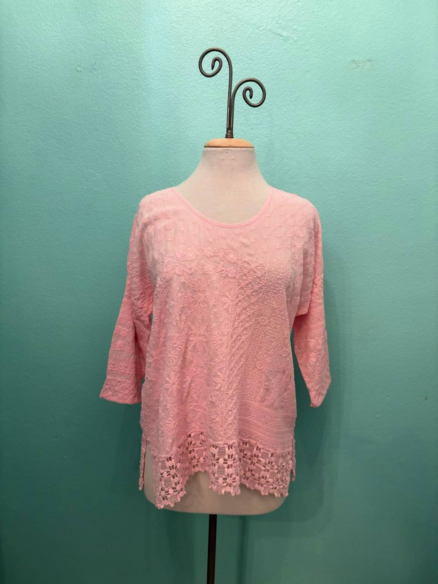 Johnny Was Women's Zora Stitchwork Blouse in romance rose - women's blouse