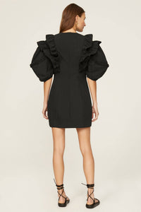 RHODE Varja Ruffled Mini Dress in black - women's dress - detail view