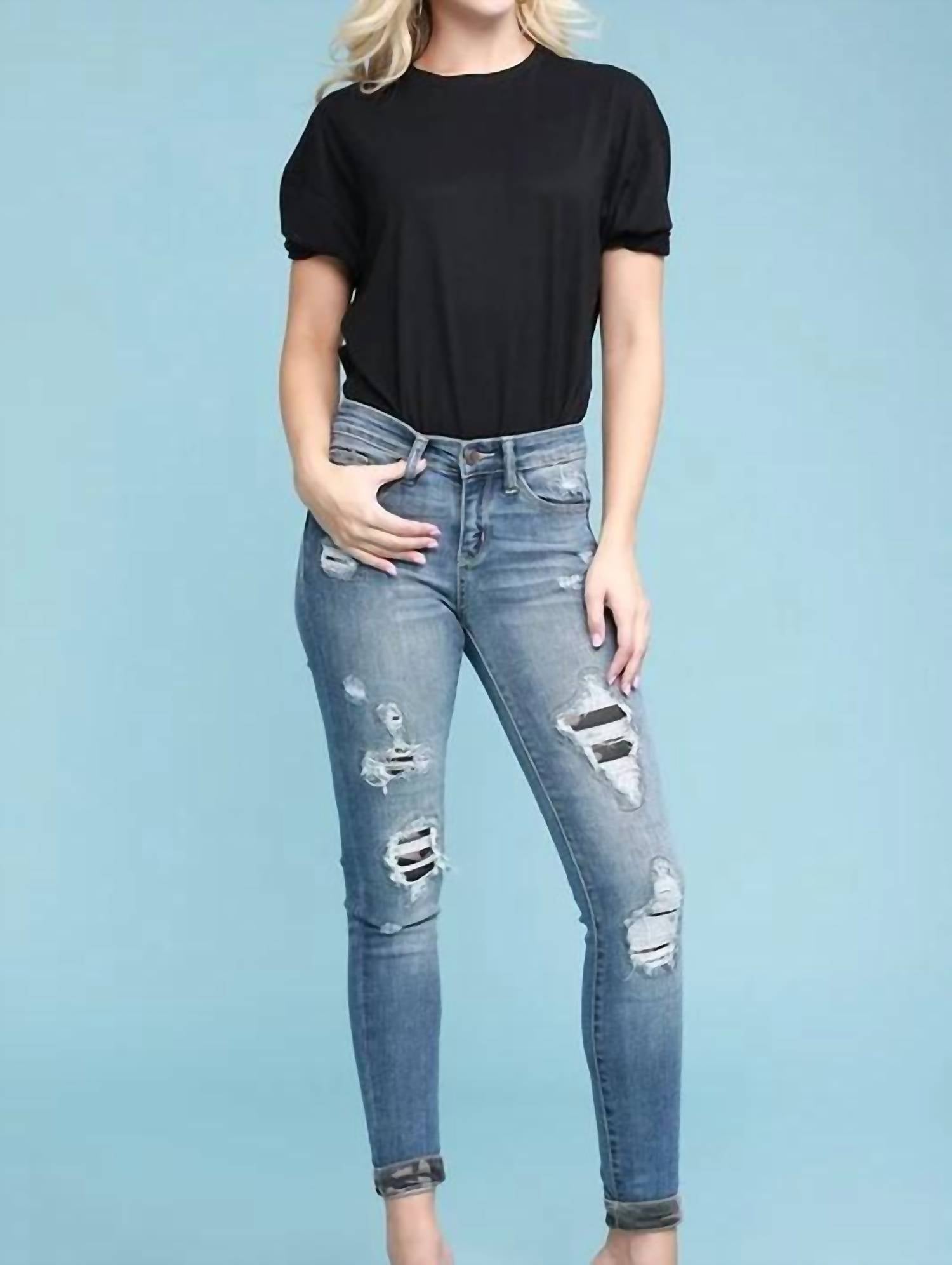 Judy Blue - Camo Patch Skinny Denim Jeans