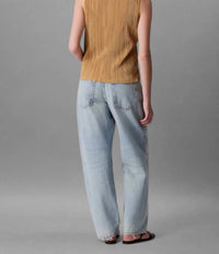 CALVIN KLEIN Plisse Tank Top in gold ice yellow - women's tank top - alternate view