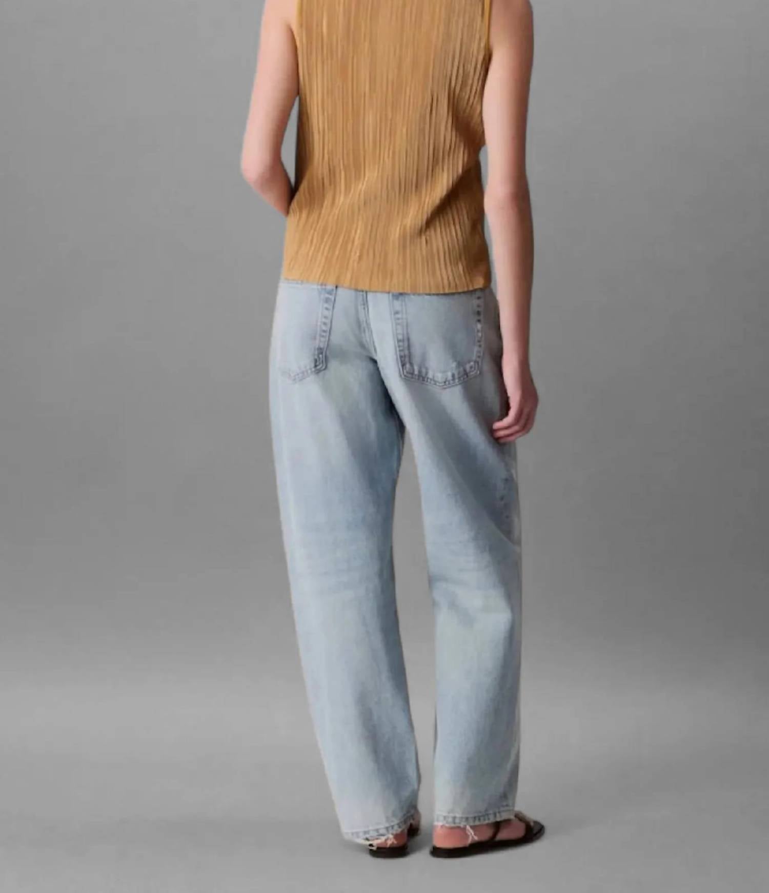 CALVIN KLEIN Plisse Tank Top in gold ice yellow - women's tank top - alternate view