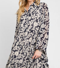 Calista - Oslo Long Sleeve Floral Patterned Tiered Midi Dress