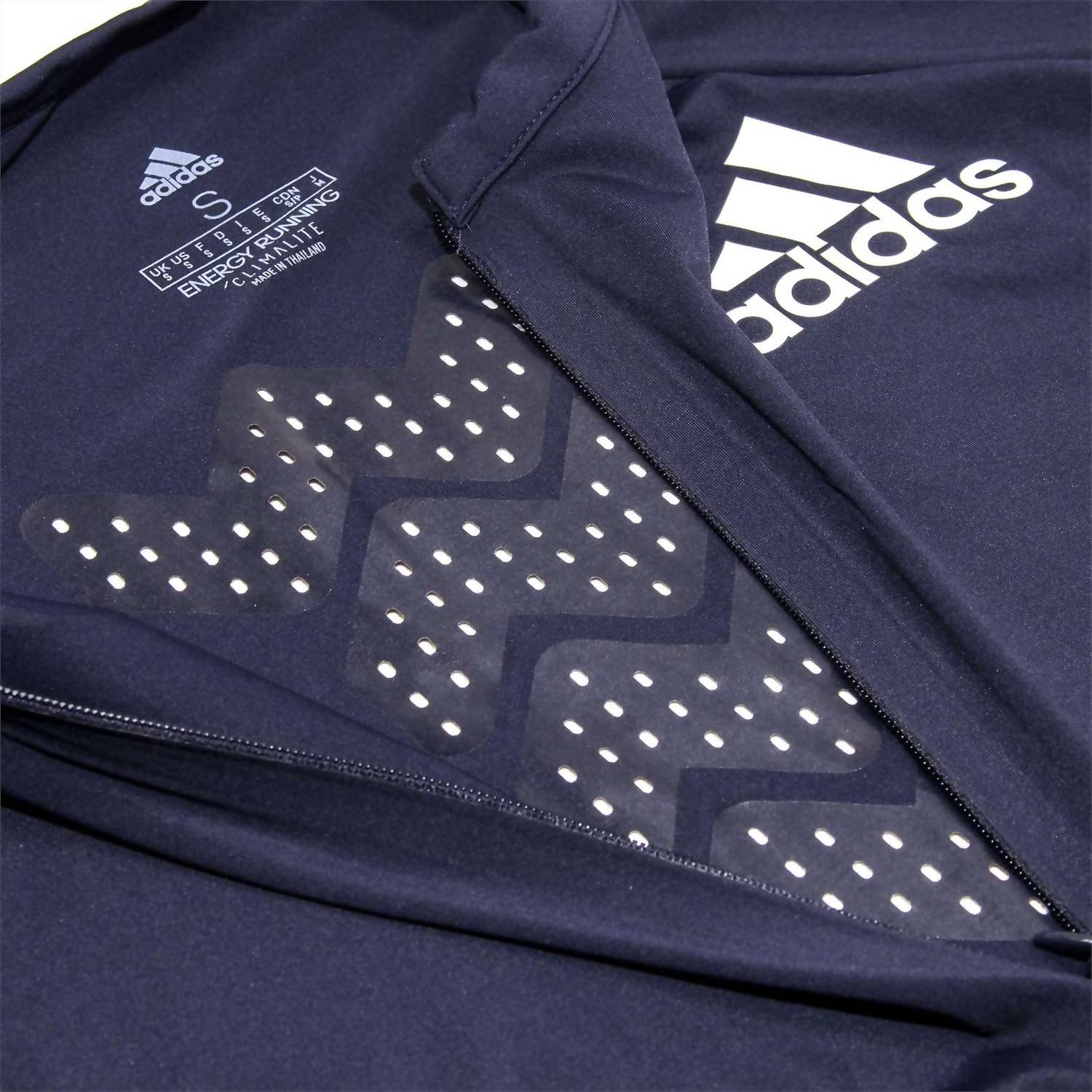 adidas Men Half Zip Long Sleeve Tee in legend ink - men's long sleeve top - detail view