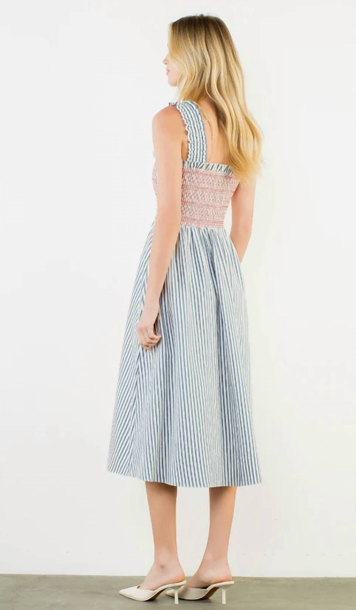 Thml - Smocked Striped Midi Dress