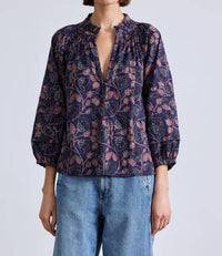 APIECE APART Trinidad Top in camille floral navy 1 - women's blouse