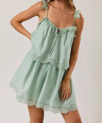 Le Lis - Spaghetti Strap Lace Trimmed Mini Dress