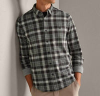 RHONE Hardy Flannel Long Sleeve Shirt in pine gray plaid - men's long sleeve top