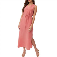 Bella Dahl Women's Sleeveless Belted Maxi Dress in safi coral - women's dress