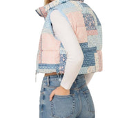 Sundayup - Cropped Floral Print Puffer Vest