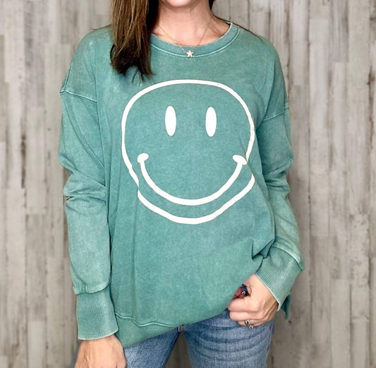 Easel - Paige Mineral Wash Smiley Top - Plus