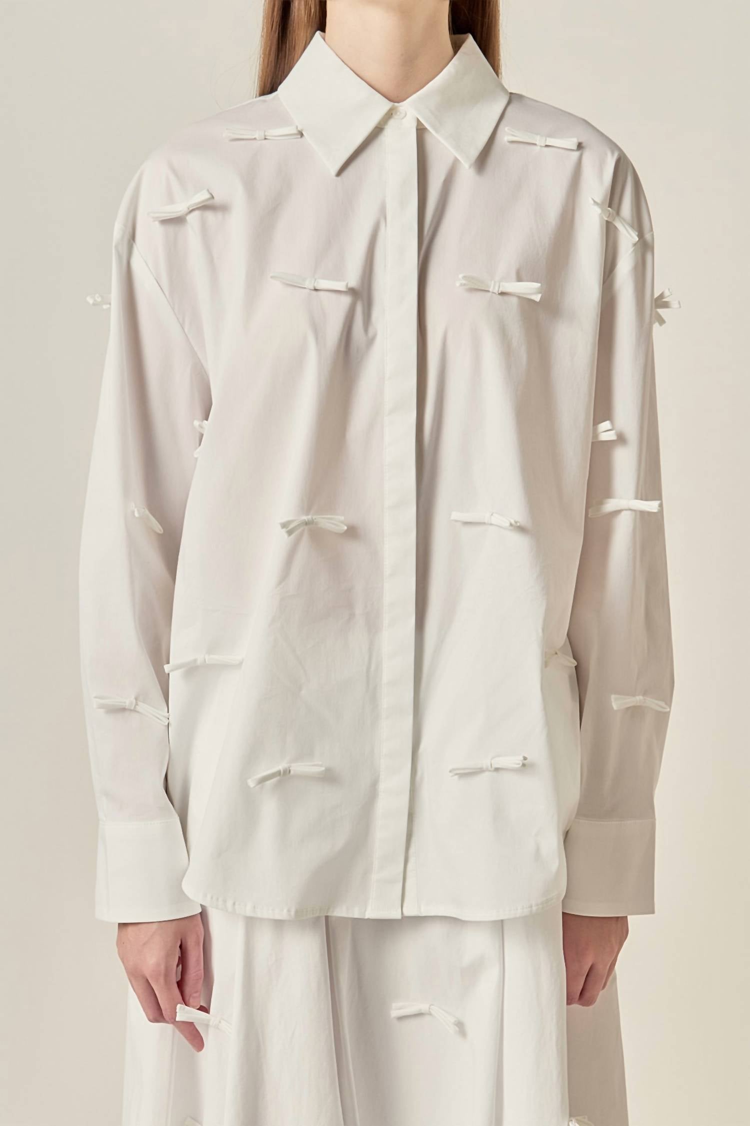 English Factory - Bow Detailed Drop Shoulder Shirt