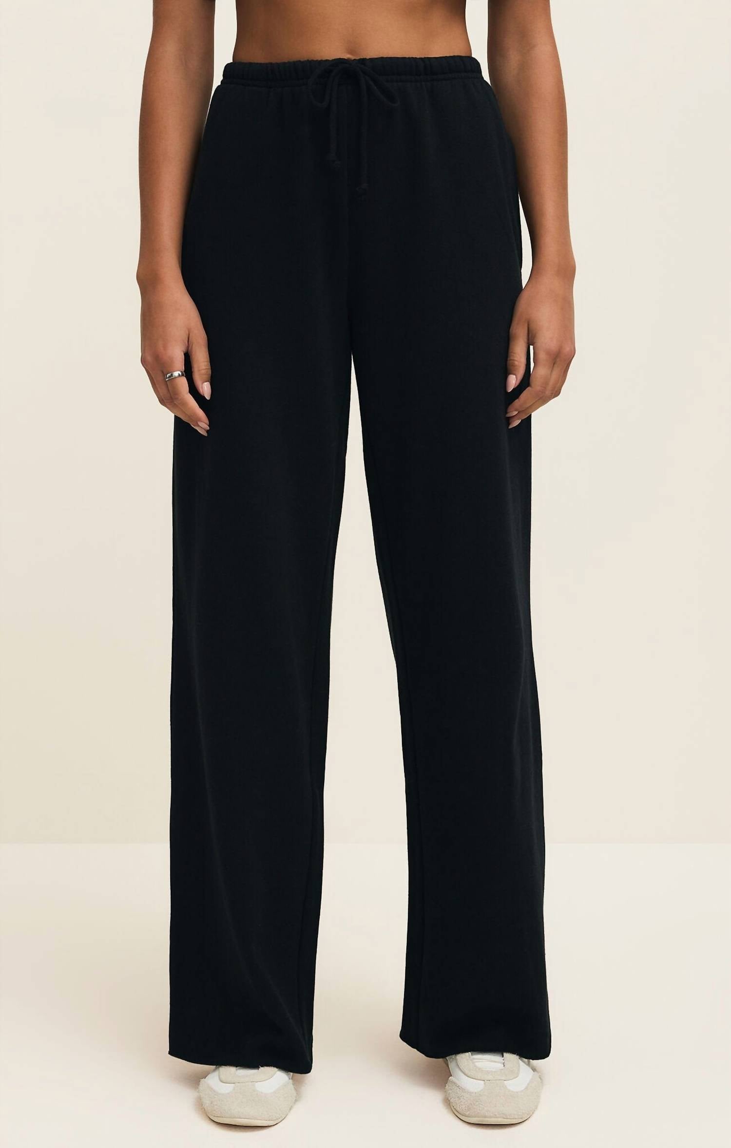 Z Supply Downtown Wide Leg Sweatpant in black - women's pants