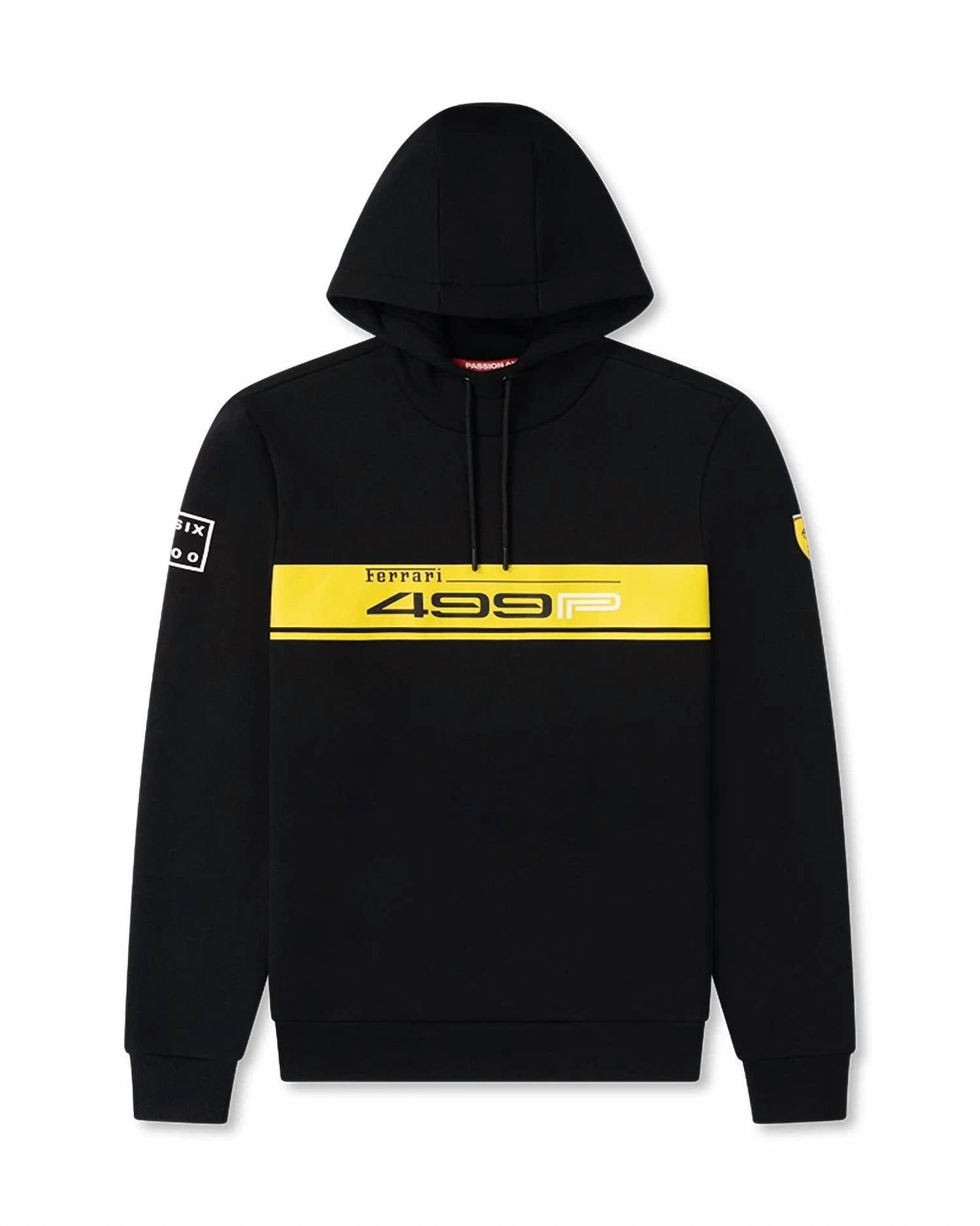 8Six 400 Unisex - Ferrari Pullover Hoodie in black with yellow stripe - men's shirt