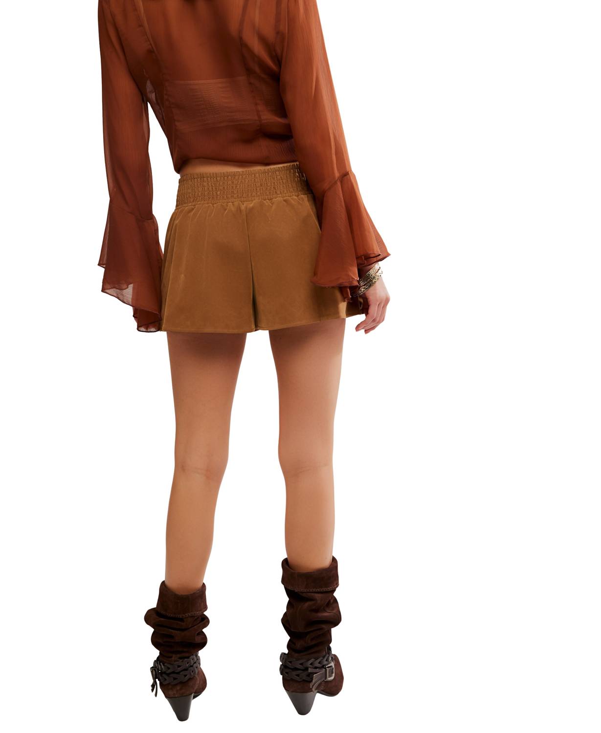 Free People Paradise Found Suede Skort in brown 1 - women's shorts - alternate view