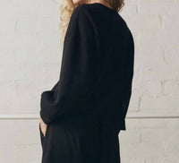 THE GREAT. The Slouchy Corset Sweatshirt in true black - women's top - view 4