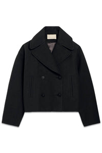 vanessabruno Button Front Wool Coat in black - women's jacket - detail view