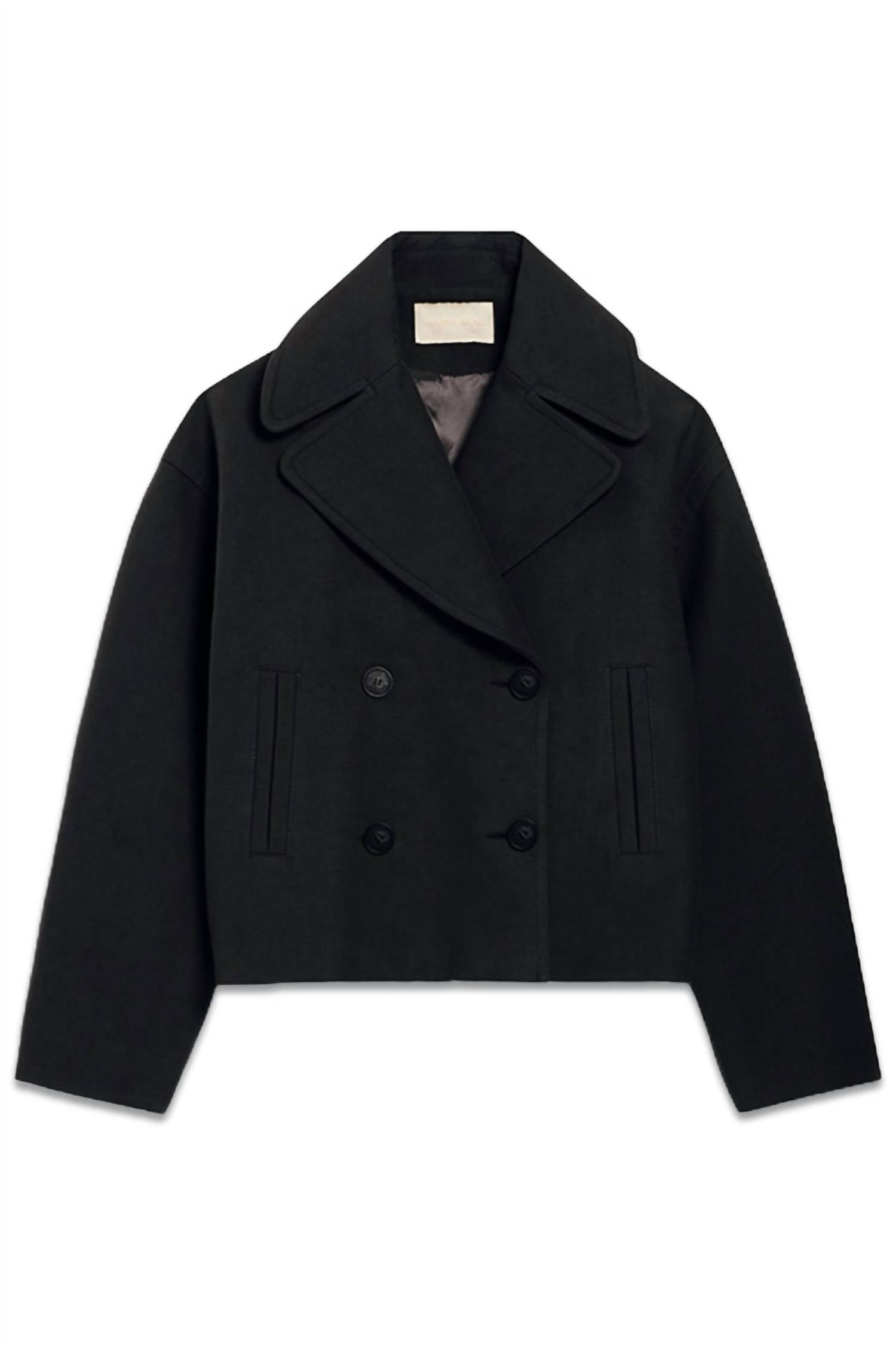 vanessabruno Button Front Wool Coat in black - women's jacket - detail view