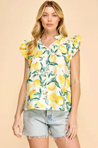Les Amis - Limoncello Ruffle Sleeve Top