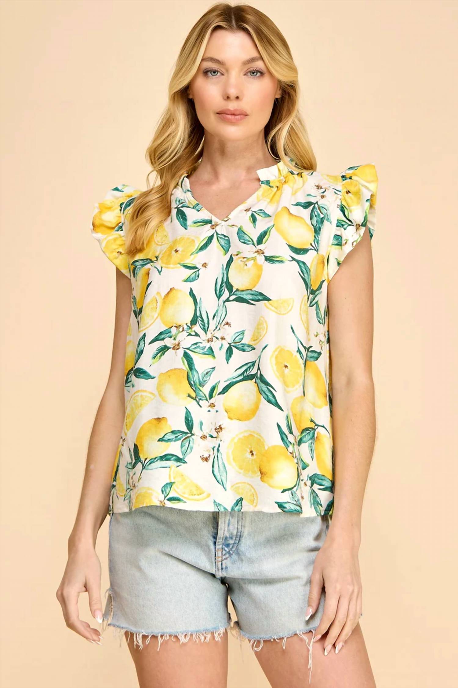 Les Amis - Limoncello Ruffle Sleeve Top