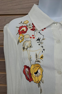 Angela Plus - Women's Embroidered Floral Blouse